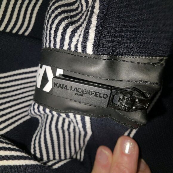 Karl Lagerfeld Paris Sweater Dress Women Small Striped Pocket Zipper Karl patch - Picture 5 of 10